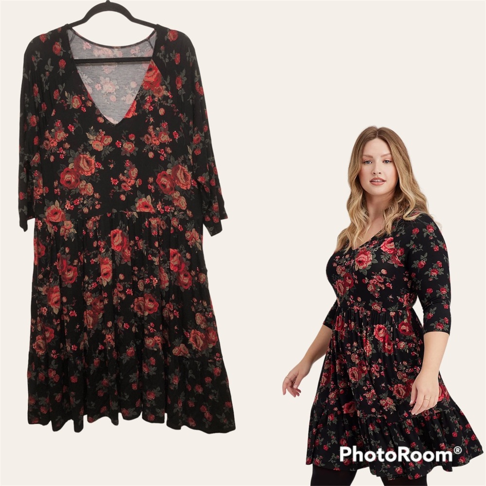 Torrid super soft floral midi swing dress